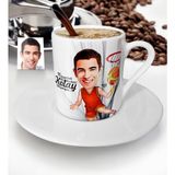 BK Kişiye Özel Bay Basketbolcu Karikatür Türk Kahvesi Fincanı - 1 - Beyaz