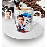 BK Kişiye Özel Bay Borsacı Karikatür Türk Kahvesi Fincanı - 1 - Beyaz