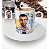 BK Kişiye Özel Bay Doktor Karikatür Türk Kahvesi Fincanı - 2 - Beyaz