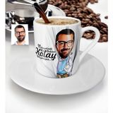 BK Kişiye Özel Bay Doktor Karikatür Türk Kahvesi Fincanı - 5 - Beyaz