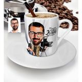 BK Kişiye Özel Bay Fotoğraf Sanatçısı Karikatür Türk Kahvesi Fincanı - 1