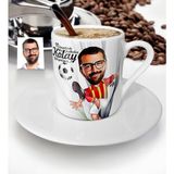 BK Kişiye Özel Bay Futbolcu Sarı Kırmızı Karikatür Türk Kahvesi Fincanı - 1 - Beyaz
