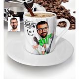 BK Kişiye Özel Bay Futbolcu Yeşil Beyaz Karikatür Türk Kahvesi Fincanı - 1