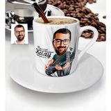 BK Kişiye Özel Bay Gitarist Karikatür Türk Kahvesi Fincanı - 1 - Beyaz