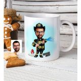 BK Kişiye Özel Bay İtfaiyeci Karikatür Beyaz Kupa Bardak