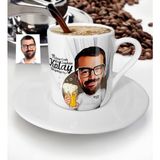BK Kişiye Özel Bay Karikatür Türk Kahvesi Fincanı - 11 - Beyaz