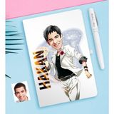 BK Kişiye Özel Bay Karikatürlü Beyaz Defter ve Kalem Hediye Seti-34