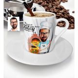BK Kişiye Özel Bay Kebapçı Ustası Karikatür Türk Kahvesi Fincanı - 1 - Beyaz