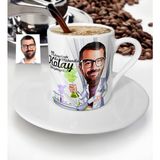 BK Kişiye Özel Bay Kimya Mühendisi Karikatür Türk Kahvesi Fincanı - 1 - Beyaz