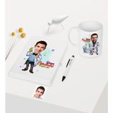 Bk Kişiye Özel Bay Kimya Öğretmeni Temalı Karikatürlü Beyaz Defter Kalem Kupa Seti - 3