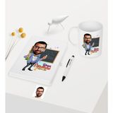 BK Kişiye Özel Bay Kimya Öğretmeni Temalı Karikatürlü Beyaz Defter Kalem Kupa