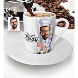 BK Kişiye Özel Bay Master Chef Karikatür Türk Kahvesi Fincanı - 2 - Beyaz
