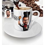 BK Kişiye Özel Bay Master Chef Karikatür Türk Kahvesi Fincanı - 3 - Beyaz