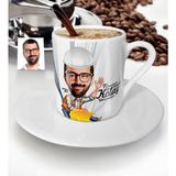 BK Kişiye Özel Bay Mühendis Karikatür Türk Kahvesi Fincanı - 2 - Beyaz