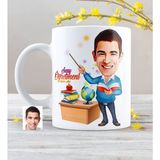 BK Kişiye Özel Bay Öğretmen 4 Karikatürlü Beyaz Kupa Bardak