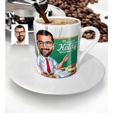 BK Kişiye Özel Bay Öğretmen Karikatür Türk Kahvesi Fincanı - 1 - Beyaz