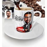 BK Kişiye Özel Bay Patron Karikatür Türk Kahvesi Fincanı - 1 - Beyaz