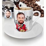BK Kişiye Özel Bay Patron Karikatür Türk Kahvesi Fincanı - 2 - Beyaz