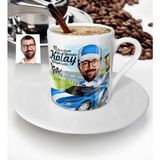 BK Kişiye Özel Bay Rallici Karikatür Türk Kahvesi Fincanı - 1 - Beyaz