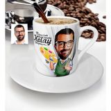 BK Kişiye Özel Bay Ressam Karikatür Türk Kahvesi Fincanı - 1 - Beyaz