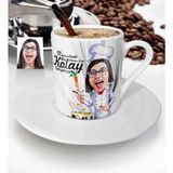 BK Kişiye Özel Bayan Master Chef Karikatür Türk Kahvesi Fincanı - 1 - Beyaz