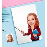 BK Kişiye Özel Bayan Öğretmen Karikatürlü Defter-3