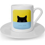 BK Kişiye Özel Black Kitty Tasarımlı Türk Kahvesi Fincanı - 1
