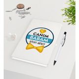BK Kişiye Özel Canım Babam Tasarımlı 9X14CM Beyaz Defter ve Kalem Seti - Model 1