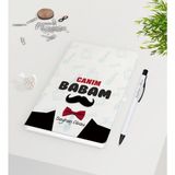 BK Kişiye Özel Canım Babam Tasarımlı Beyaz Defter Kalem Seti - Model 1