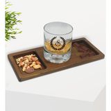 BK Kişiye Özel Çelenk Baş Harfli Isimli Viski Bardağı ve Doğal Masif Ahşap Dikdörtgen Sunum Tabağı Çerezlik Hediye Seti-2