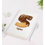 BK Kişiye Özel Çikolata Harfli Beyaz Defter + Kalem Seti-1