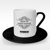 BK Kişiye Özel Damat Kahvesi Tasarımlı Siyah Türk Kahvesi Fincanı - 6