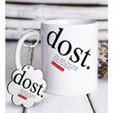 BK Kişiye Özel Dost Anlamı Beyaz Kupa ve Anahtarlık Hediye Seti