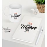Bk Kişiye Özel En Iyi Öğretmen Beyaz Defter Kalem Kupa Seti-13