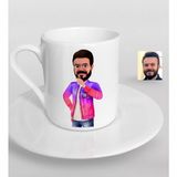 BK Kişiye Özel Erkek Animasyon Karikatürlü Türk Kahvesi Fincanı-36 - Beyaz