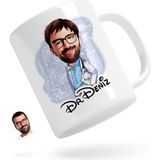 BK Kişiye Özel Erkek Doktor 8 Karikatürlü Beyaz Kupa Bardak