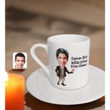 BK Kişiye Özel Erkek Isimli 2022 Yılına Kolay Gelmedi Karikatürlü Türk Kahvesi Fincanı-2 - Beyaz