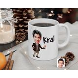 BK Kişiye Özel Erkek Kral Karikatürlü Beyaz Kupa Bardak