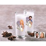 BK Kişiye Özel Erkek ve Kadın Karikatürlü Ikili Rakı Bardağı Seti-1