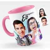 BK Kişiye Özel Evleniyoruz Karikatürlü Pembe Kupa Bardak - 6