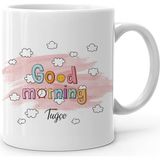 BK Kişiye Özel Good Morning Tasarımlı Beyaz Kupa Bardak