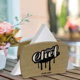 BK Kişiye Özel Güzel Chef Tasarımlı Lüks Ahşap Peçetelik-5