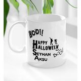 BK Kişiye Özel Happy Halloween Tasarımlı Beyaz Kupa Bardak-2