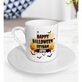 BK Kişiye Özel Happy Halloween Tasarımlı Türk Kahvesi Fincanı-16