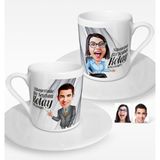 BK Kişiye Özel Ikili Nihayetinde Karikatürlü Kahve Fincanı Set