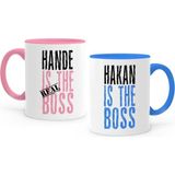 BK Kişiye Özel Ikili Pembe & Mavi Sevgili Kupa Bardak Seti - 2