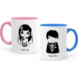 BK Kişiye Özel Ikili Pembe & Mavi Sevgili Kupa Bardak Seti - 9