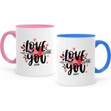BK Kişiye Özel Ikili Seni Seviyorum Pembe & Mavi Sevgili Kupa Bardak Seti - 2