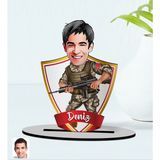 BK Kişiye Özel Isimli Asker Karikatürlü Ahşap Biblo Model-1 - Renkli