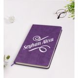 BK Kişiye Özel Isimli Mor Termo Deri Defter Model 5 - 1 - Koyu Mor